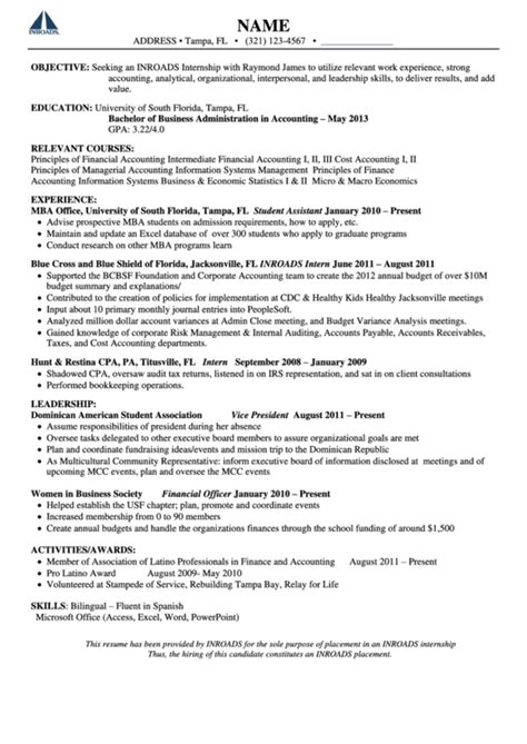 Inroads Resume Template
